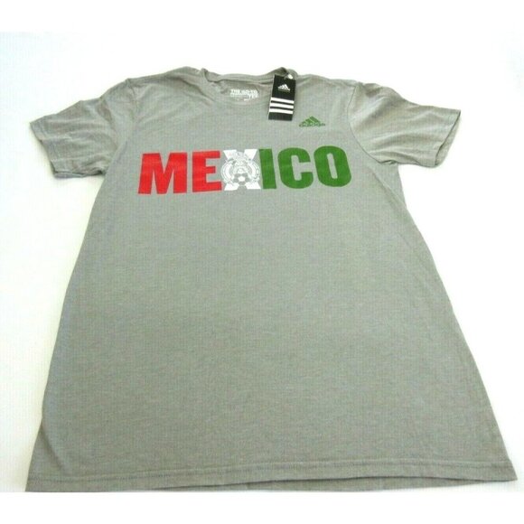 Adidas Men's Performance Mexico Soccer Federation Logo SS Tee shirt Grey NWT - Picture 2 of 4